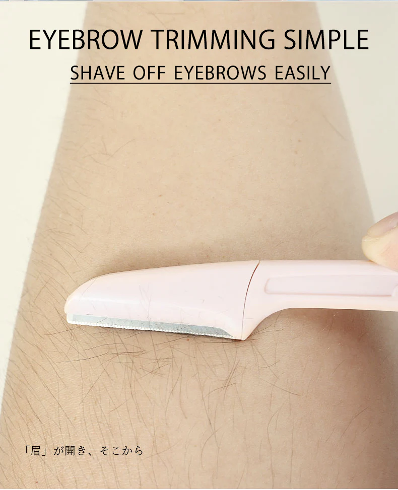 Close product photograph of a folding eyebrow razor